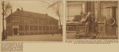 871012 Collage van 2 foto's betreffende de machinefabriek Jaffa (Groeneweg 2) te Utrecht.